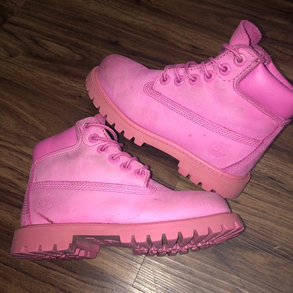 TIMBERLANDS All Pink Kids size 11C - Picture 1 of 7